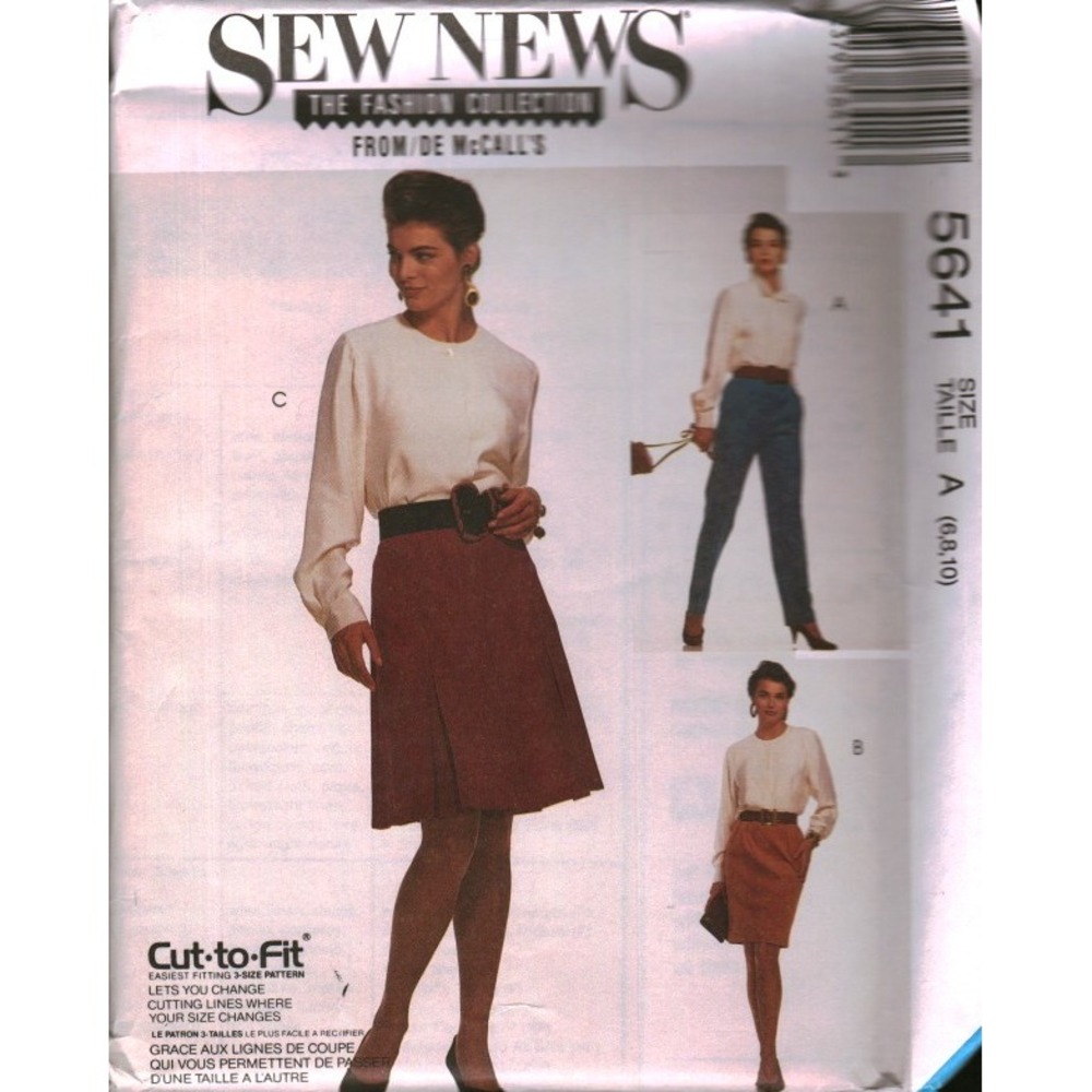 Sew News McCall's 5641 Sewing Pattern Misses Pants Skirts Size 6 8 10 Vintage FF